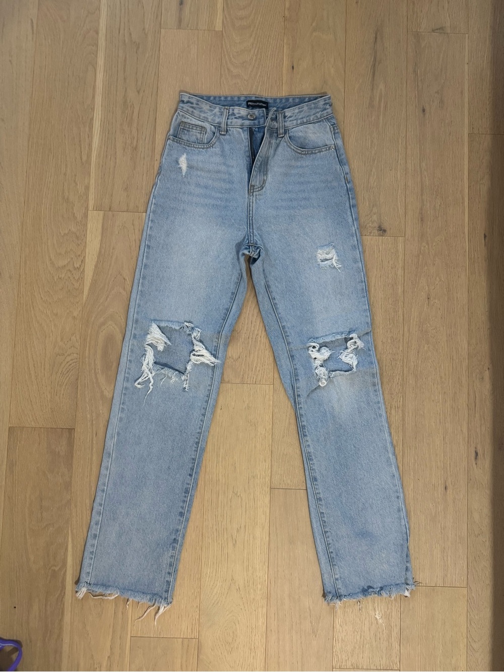 ‘Pretty little thing’ Light Blue Distressed High-Rise Women’s Jeans